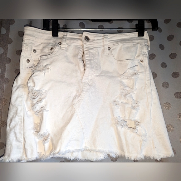 American Eagle Outfitters Dresses & Skirts - AMERICAN EAGLE OUTFITTERS Denim Distressed Mini Skirt 4